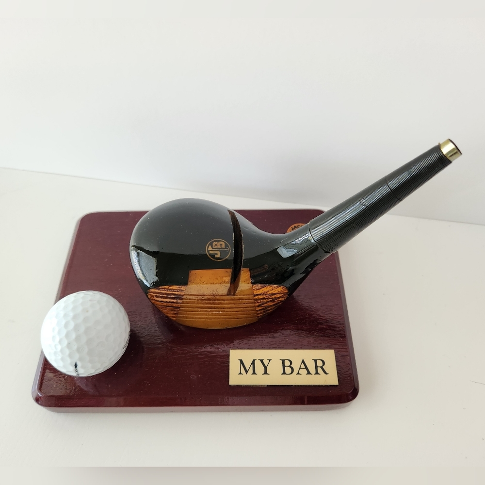 My Bar Vintage Golf Club Business Card Holder Office Desk Home. Goldentouch JB